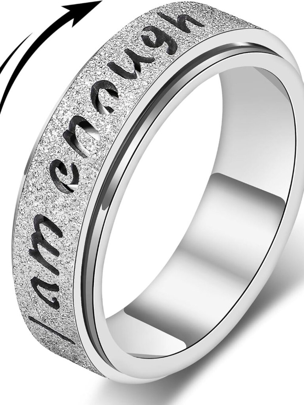 Fidget Spinner Ring for Women - I Am Enough Rotating Fidget Toys for Anxiety Rel